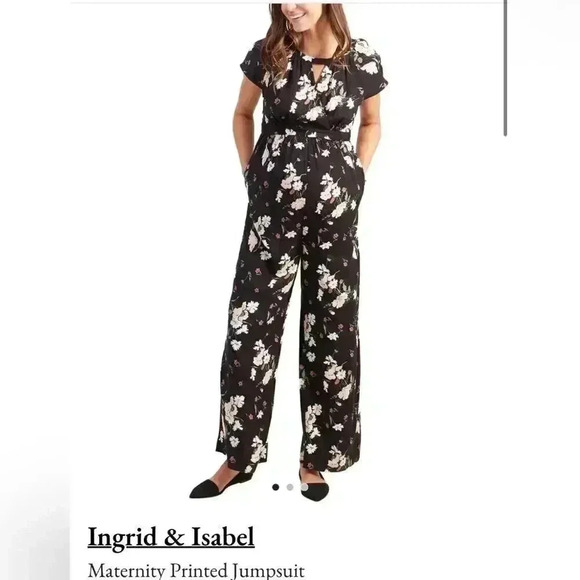 Ingrid & Isabel Maternity Floral Print Jumpsuit - Picture 1 of 7